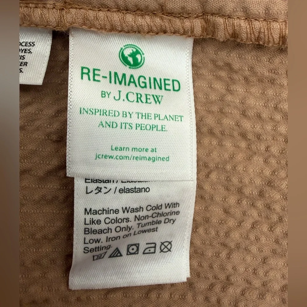 J. Crew Zip Front Cinched Waist Textured Corduroy Dress Pale Mocha Women Size 6